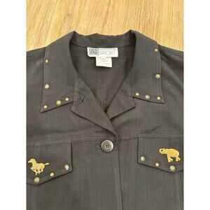 SLEEVELESS TOP WITH HORSE AND ELEPHEN DETAIL SIZE XL UNIQUE VINTAGE